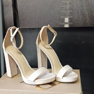 Charlotte Russe Beige Ankle Strap Heels